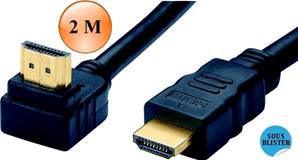 CORDON HDMI 2.0 Coudé HIGH SPEED WITH ETHERNET, M Droit / M à90°  2 M