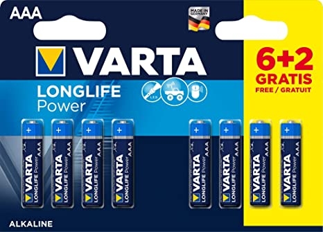 BLISTER DE 6 PILES + 2 GRATUITES LONGLIFE POWER AAA / LR03 VARTA