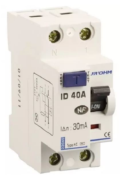 INTERRUPTEUR DIFF 40A 1P+N 30mA connexion haut/bas Classe A EUROHM