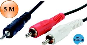 CORDON JACK 3.5 mm Mâle / 2 RCA Mâle 5 M ERARD CONNECT