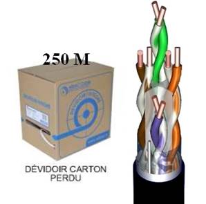 CABLE FTP CAT 5E XL-LSZH  EXTERIEUR/INTERIEUR(Dév 250m) NOIR ELBAC 