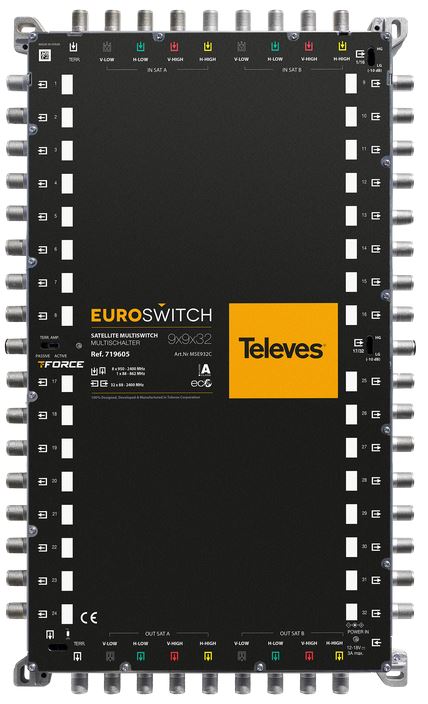 MULTISWITCH 9x9x32 "F" TERMINAL / CASCADABLE Euroswitch TELEVES