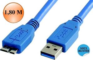 CORDON USB 3.0 A Mâle / MICRO USB B Mâle 1.80 M