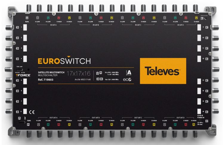 MULTISWITCH 17x17x16 "F" TERMINAL / CASCADABLE Euroswitch TELEVES
