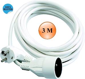 RALLONGE ELECTRIQUE 2 POLES +TERRE 10/16 A- PROTECTION ENFANTS 3 M