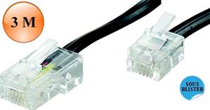 CORDON RJ11 Mâle / RJ45 Mâle - NOIR  3 M  ERARD CONNECT