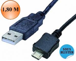 CORDON MICRO-USB A Mâle / USB A Mâle  1.80 M  ERARD CONNECT