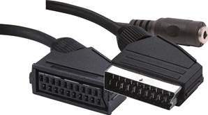 ADAPTATEUR PERITEL Mâle / PERITEL Femelle + Sortie JACK 3.5  mm  20cm