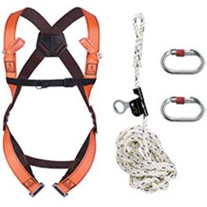 KIT ANTICHUTE "HARNAIS-ANTICHUTE-20M DE CORDE-2 MOUSQUETONS+SAC"