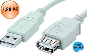 RALLONGE USB A  Mâle / Femelle 1.80 M  ERARD CONNECT