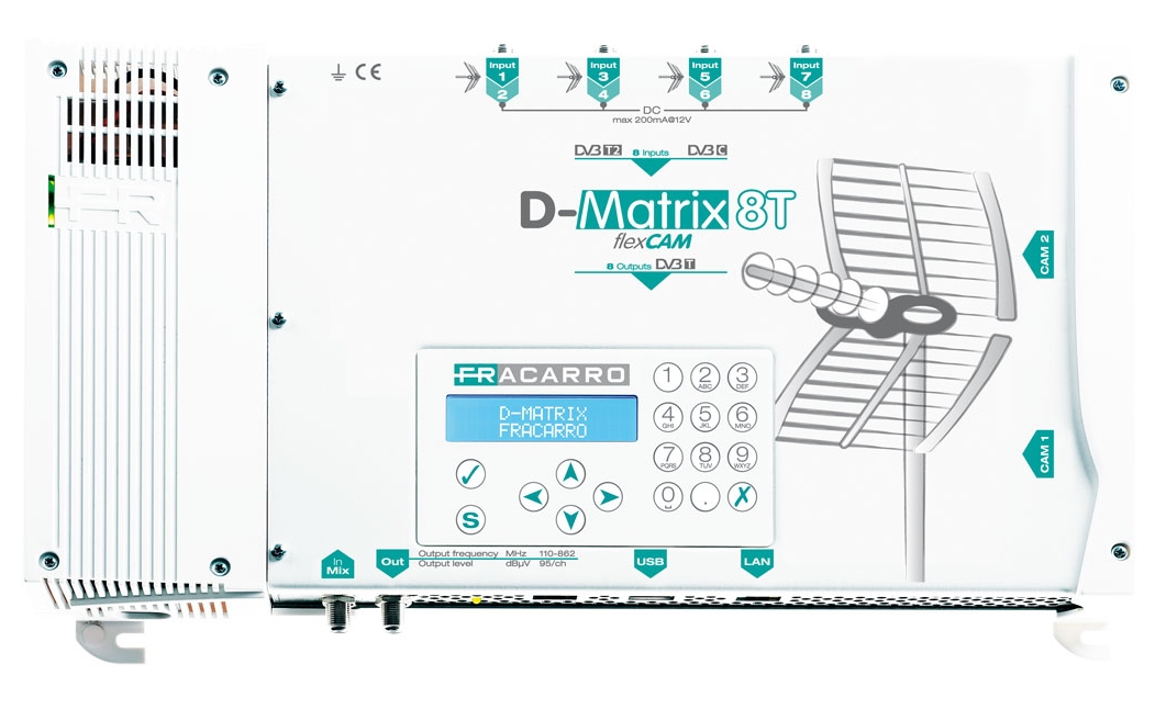 TRANSMODULATEUR 8 ENTREES COFDM/QAM VERS 8 SORTIES COFDM/QAM FRACARRO