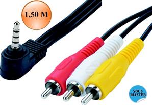 CORDON JACK 3.5 mm Mâle / 3 RCA Mâle - 1.50 M  ERARD CONNECT