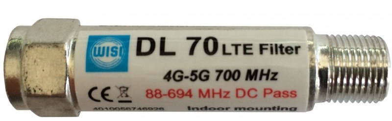 FILTRE LTE 700 4G/5G C.21-48, DC PASS 500 mA, INTERIEUR (baton) WISI