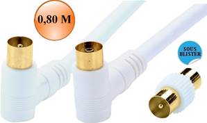 CORDON TV 9.52 COUDE Mâle 90°/Femelle 90° - PRIVILEGE 0.80 M + Adapt.