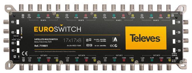 MULTISWITCH 17x17x8 "F" TERMINAL / CASCADABLE Euroswitch TELEVES