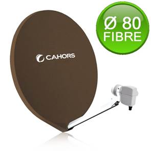 PARABOLE Ø 80 CM FIBRE BRUNE, arrière METAL, + LNB CAHORS