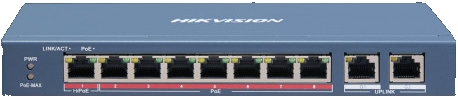 SWITCH 8 PORTS HI-POE 48V  110 W HIKVISION