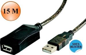 RALLONGE USB 2.0 AMPLIFIEE, AUTO ALIMENTE,  15 M  ERARD CONNECT