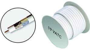 BOBINE DE CABLE COAXIAL 19 VATC  Ø 6.8 mm - BLANC  15 M 