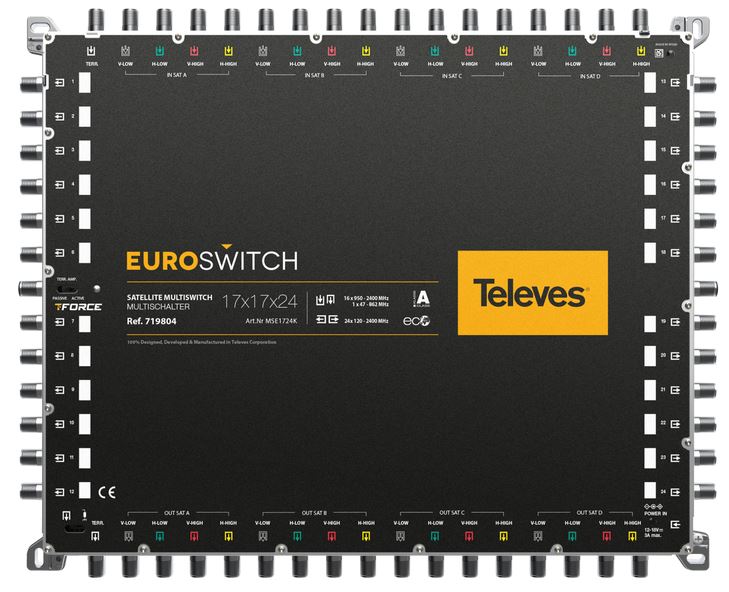 MULTISWITCH 17x17x24 "F" TERMINAL / CASCADABLE Euroswitch TELEVES