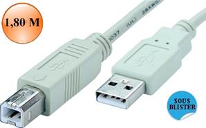 CORDON D'IMPRIMANTE - USB A Mâle / USB B Mâle  1.80 M  ERARD CONNECT