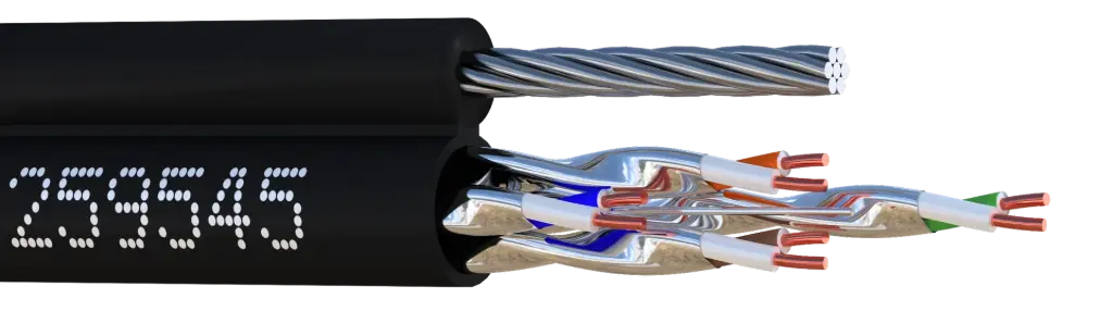 CABLE U/FTP CAT 6A EXTERIEUR AUTOPORTE 500M ELBAC