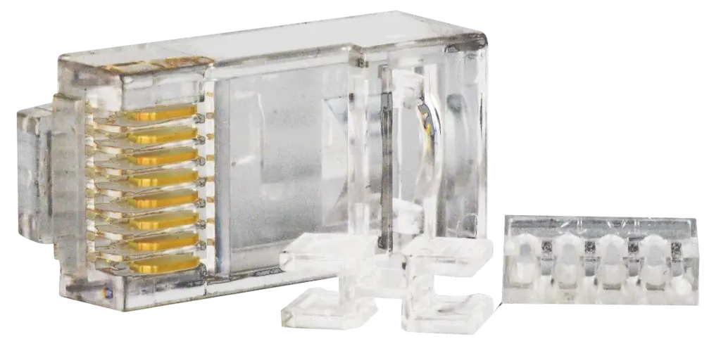 PLUG RJ45 TRANSPARENT 2x4 UTP CAT6 + PEIGNE  Ø1.1 (940505) ELBAC