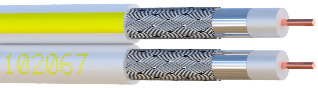 CABLE COAXIAL 2 X Ø 6.8 mm 17VATC classeA - 3 GHz BLANC (bobine 100m) ELBAC