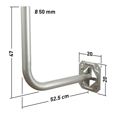 CONSOLE COUDEE GALVA Ø 50 mm, DEPORT 52,5 cm, COUDE 47 cm ERARD