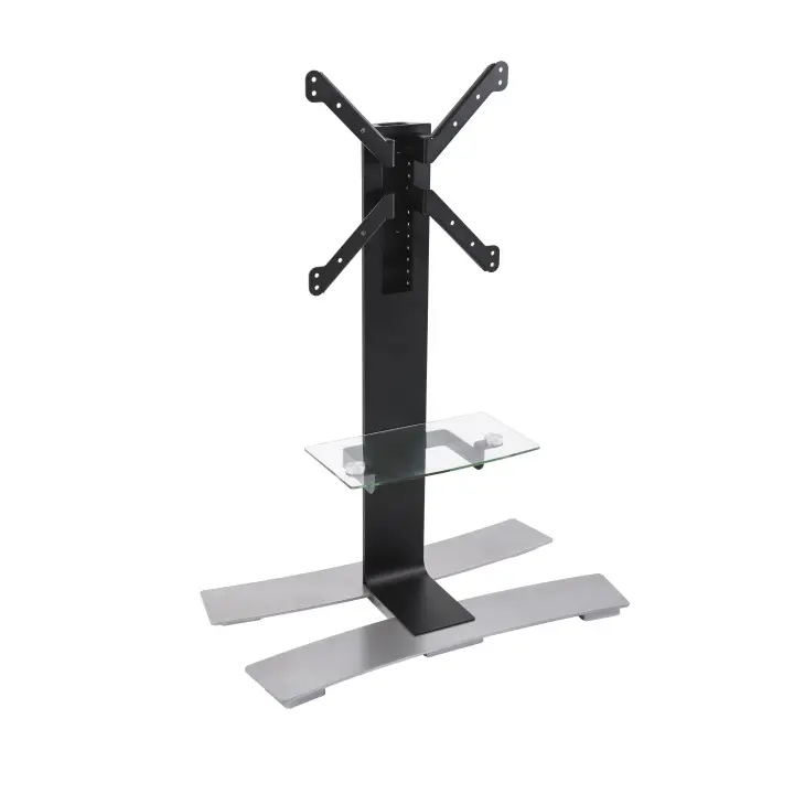 PIED TV NOIR à ROULETTES, écrans 30"-55" (30kg) AVEC TABLETTE ERARD