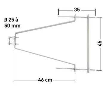 FIXATIONS MURALES DEPORT46 cm +contreplaque +2 tiges (la paire) ERARD