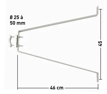 FIXATIONS MURALES DEPORT 46 cm sans contreplaque ni tige (la paire) 