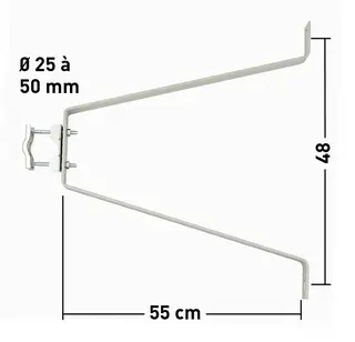 FIXATIONS MURALES DEPORT 55 cm sans contreplaque ni tige (la paire)