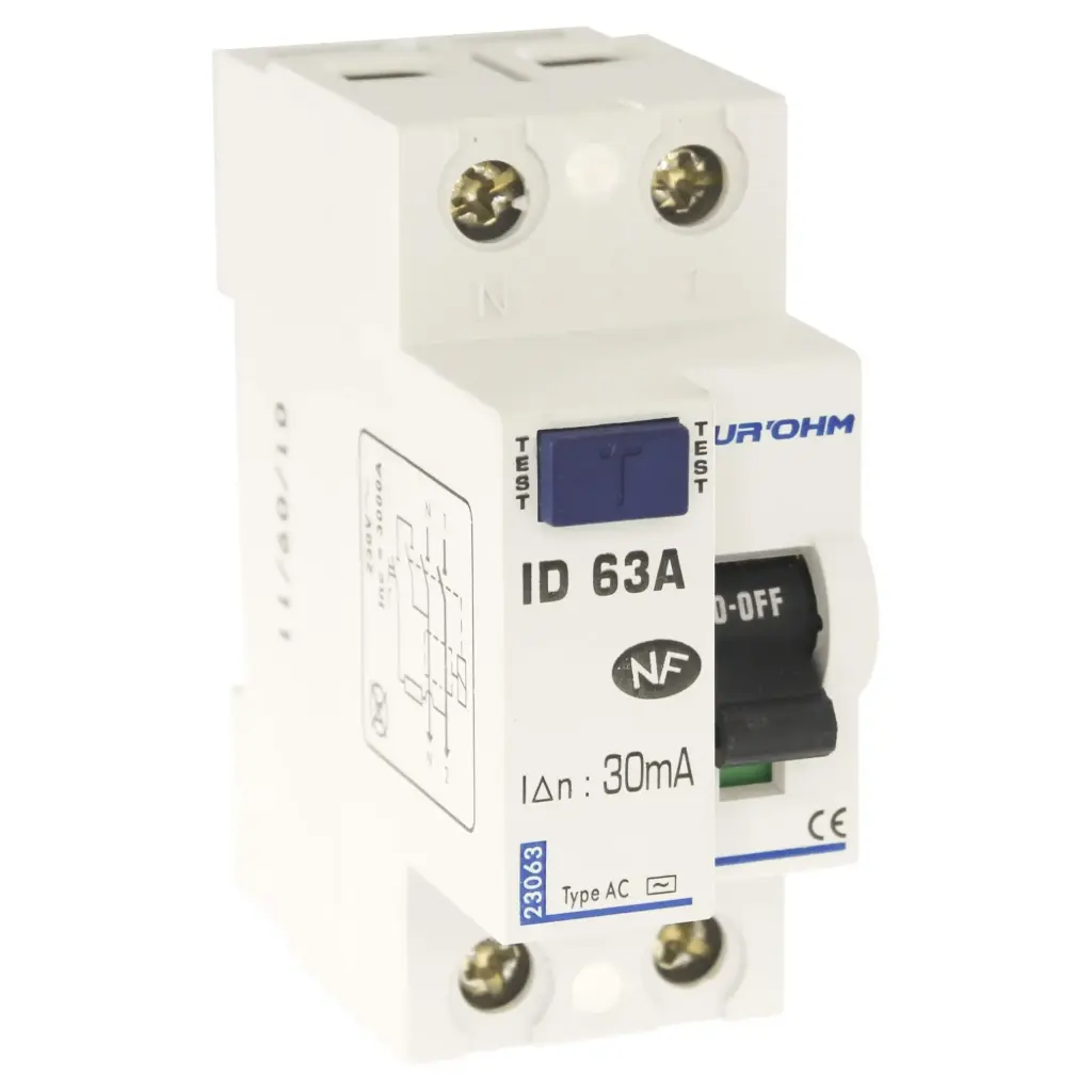 INTERRUPTEUR DIFF. 63AC 1P+N 30mA connexion haut/bas Classe AC EUR'OHM