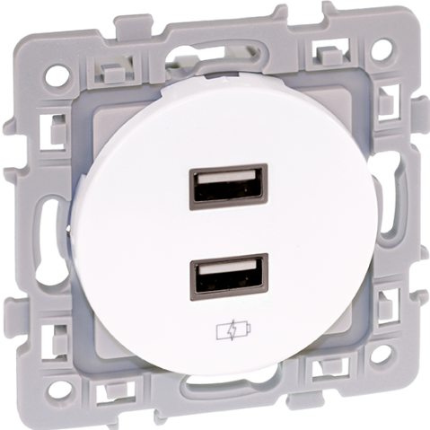 PRISE CHARGEUR DOUBLE USB 5V DC SQUARE EUR'OHM