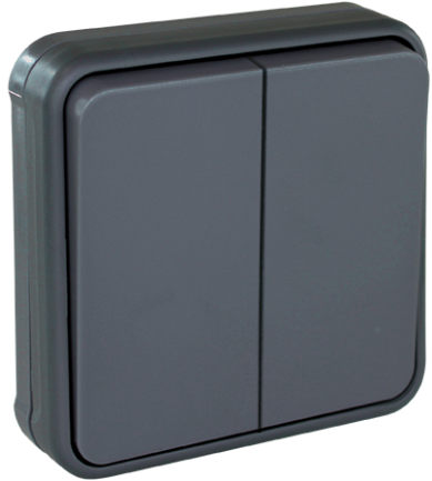 INTERRUPTEUR DOUBLE VA ET VIENT 10A ENCASTRE IP55 OXXO GRIS EUR'OHM