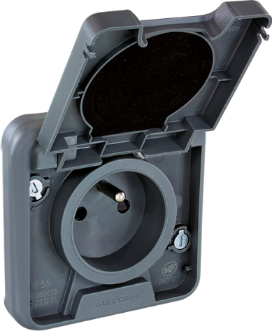 COMPOSABLE PRISE ENCASTREE  2P+T IP55 OXXO GRIS EUR'OHM