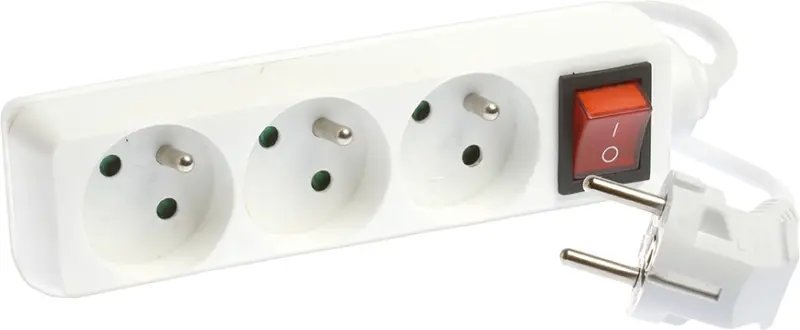 BLOC 3 PRISES (2 POLES + TERRE) BLANC + INTER 3G1,5 1,5M EUROHM