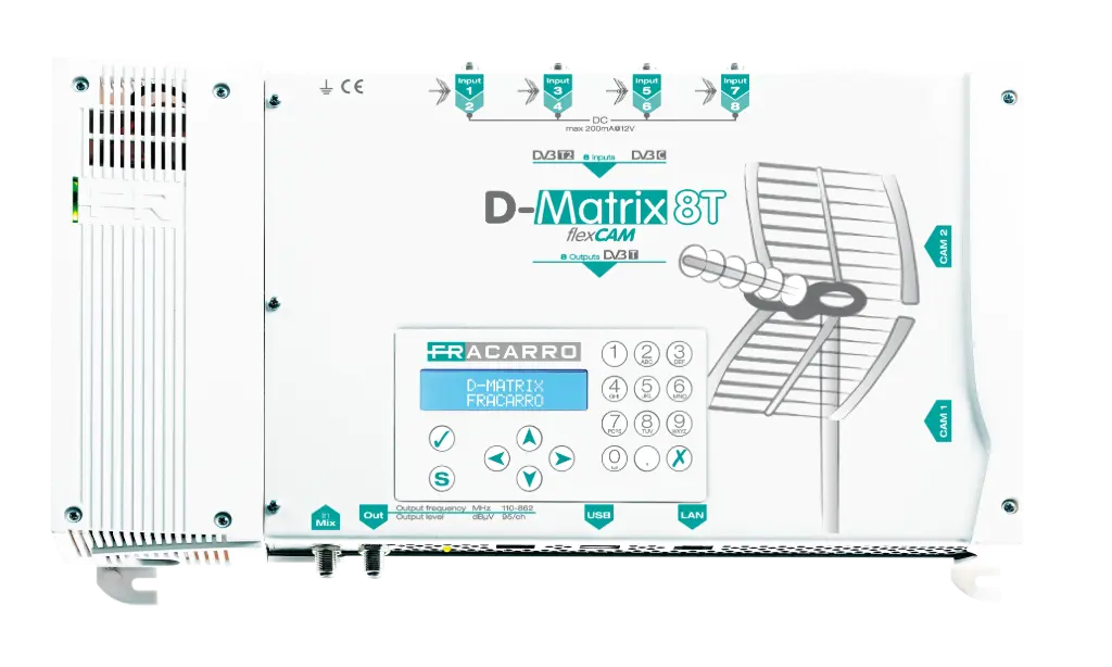 TRANSMODULATEUR 8 ENTREES COFDM/QAM VERS 8 SORTIES COFDM/QAM FRACARRO