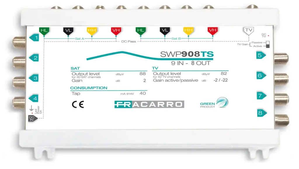 COMMUTATEUR COMPACT 9 ENTREES  8 SORTIES ACTIF/PASSIF FRACARRO