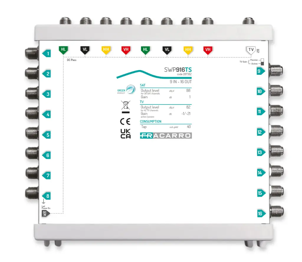 COMMUTATEUR COMPACT 9 ENTREES  16 SORTIES ACTIF/PASSIF FRACARRO