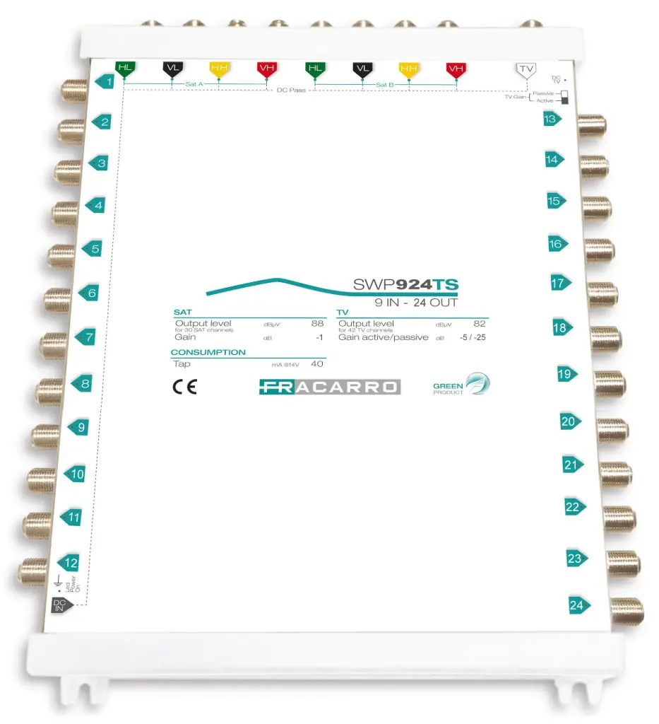 COMMUTATEUR COMPACT 9 ENTREES  24 SORTIES ACTIF/PASSIF FRACARRO