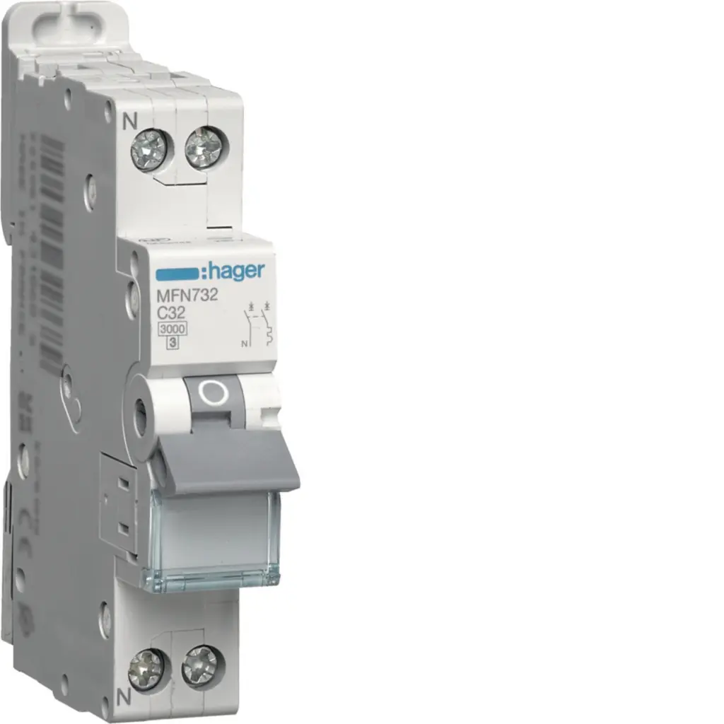 DISJONCTEUR 1P+N 3kA C-32A 1 Module HAGER