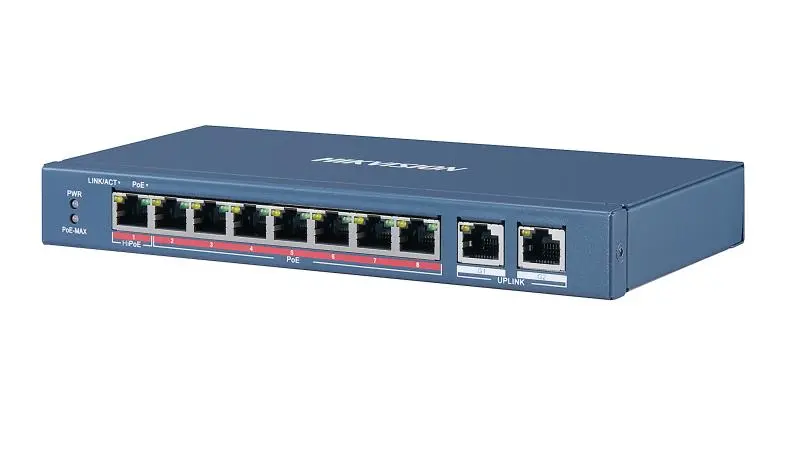 SWITCH 8 PORTS HI-POE 48V  110 W HIKVISION