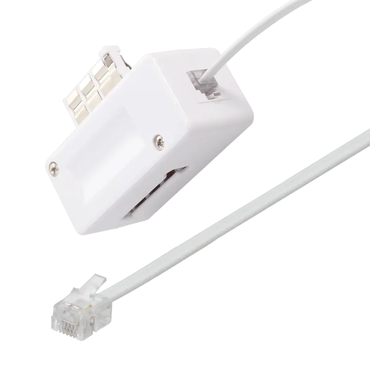 CORDON RJ 11 Mâle / PRISE "T" Mâle - Haut Débit ADSL - BLANC 3M 