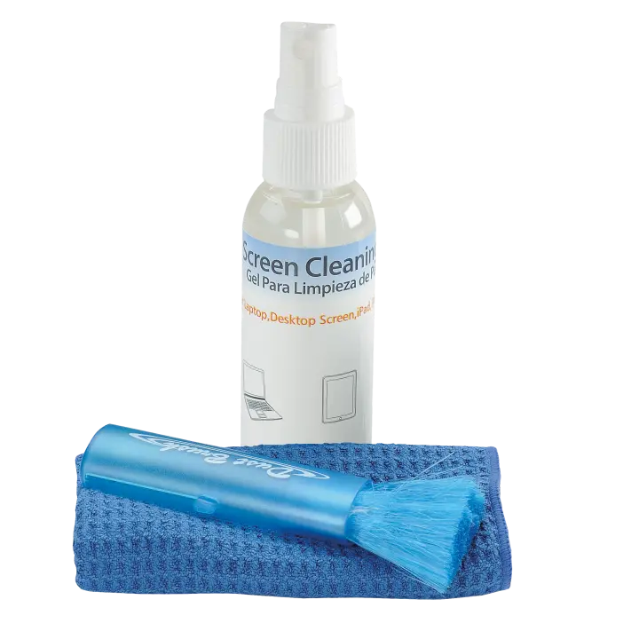 KIT DE NETTOYAGE PC ET ECRANS TV LCD/LED (pinceau + Spray + Feutrine)