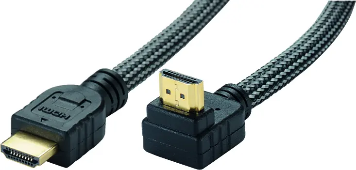CORDON HDMI 1.4 Coudé HIGH SPEED WITH ETHERNET, M Droit /M à 90°  2 M