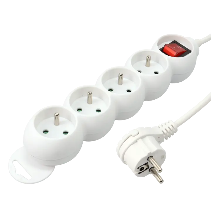 BLOC 3 PRISES (2 POLES + TERRE) - 3 X 1mm² - 3680W + INTER  -1M 