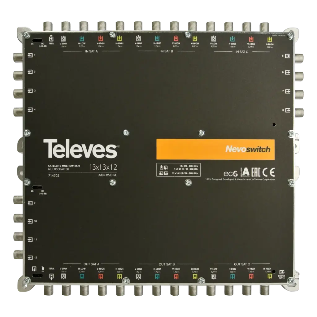 MULTISWITCH AUTONOME ou CASCADABLE 13x13x12 "F" TELEVES