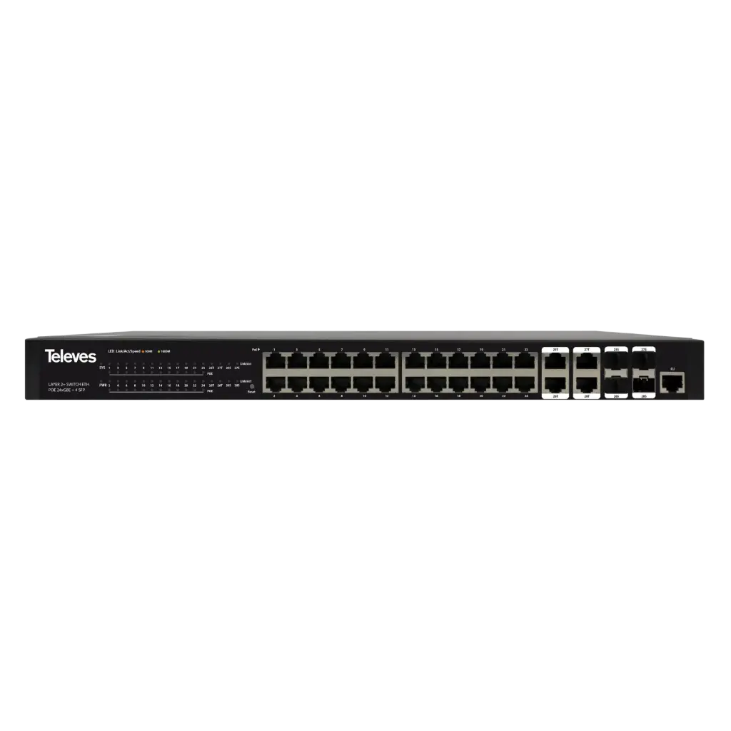 SWITCH 24 PORTS GB POE + COMBO SFP/GB TELEVES